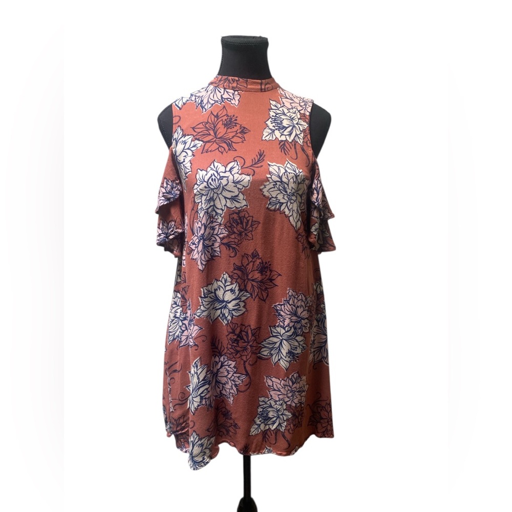 Floral Cold Shoulder Dress S GUC